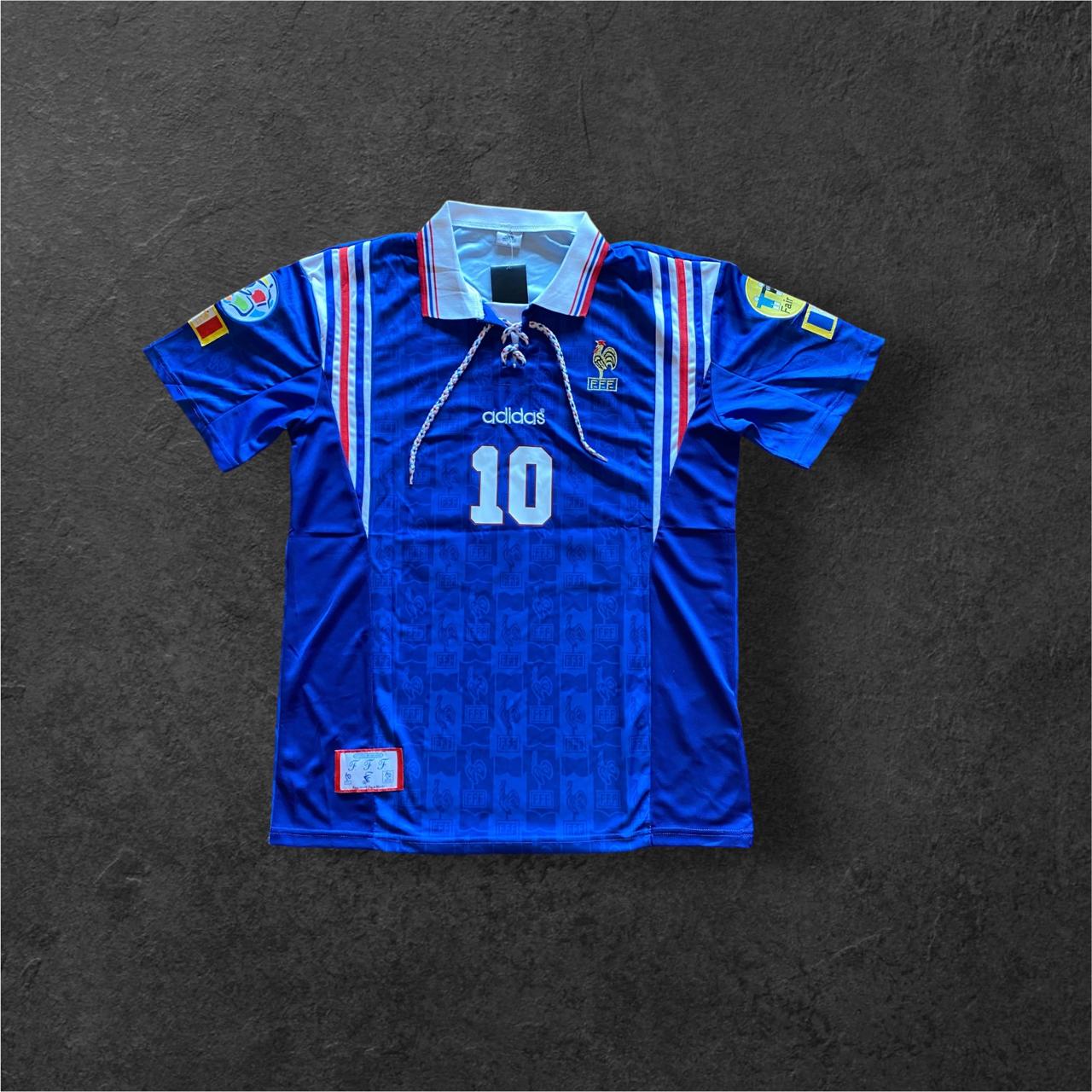 1996 France Home Retro Soccer Jersey - Zidane